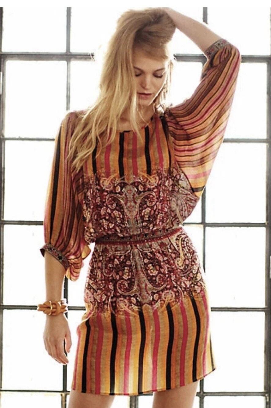 Anthropologie Sunpass Dress by Tanvi Kedia Festival Size S Beaded Bohemian Party